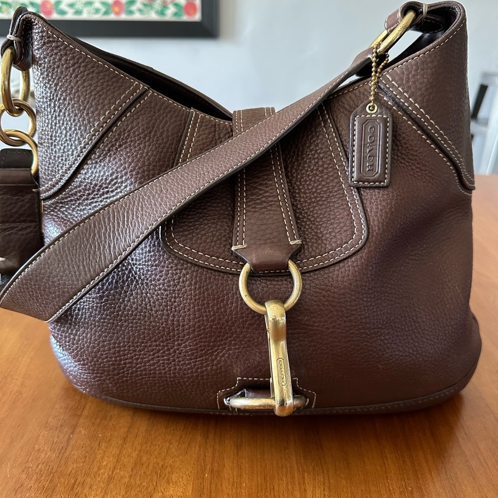 Coach Dark Brown Leather Hampton Shoulder Bag